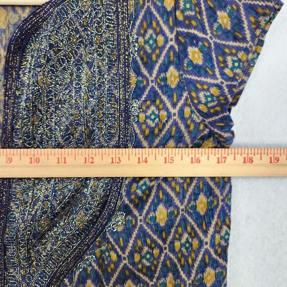 Calypso St Barth Dress Womens XS Blue Gold Fran Silk Embellished Tunic Boho - Picture 6 of 14